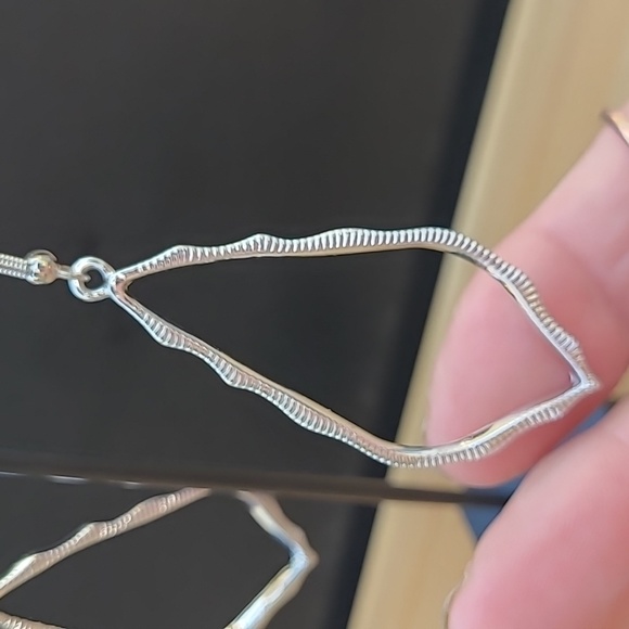 Two Inch Silver-tone Earrings - Picture 3 of 5